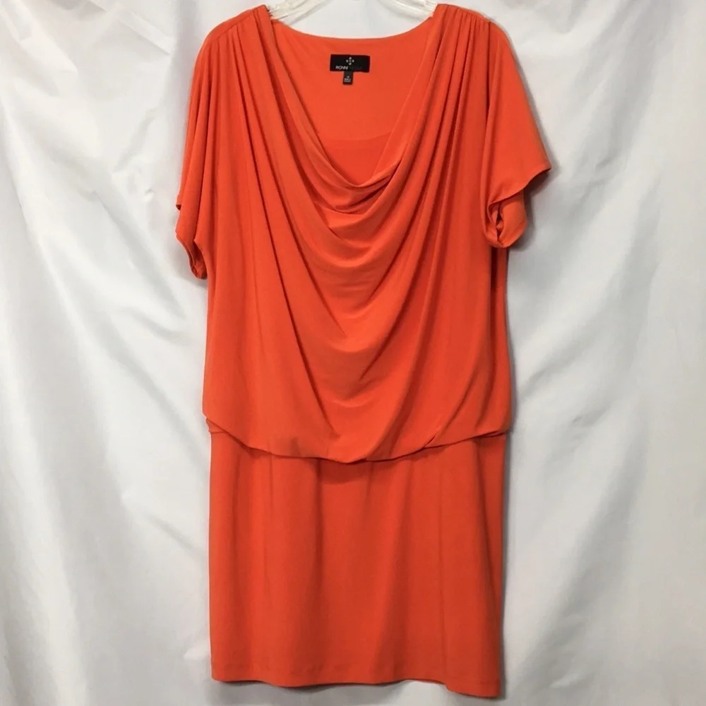 Ronni Nicole Women’s Orange Blouson Dress Size 12 Like-NEW